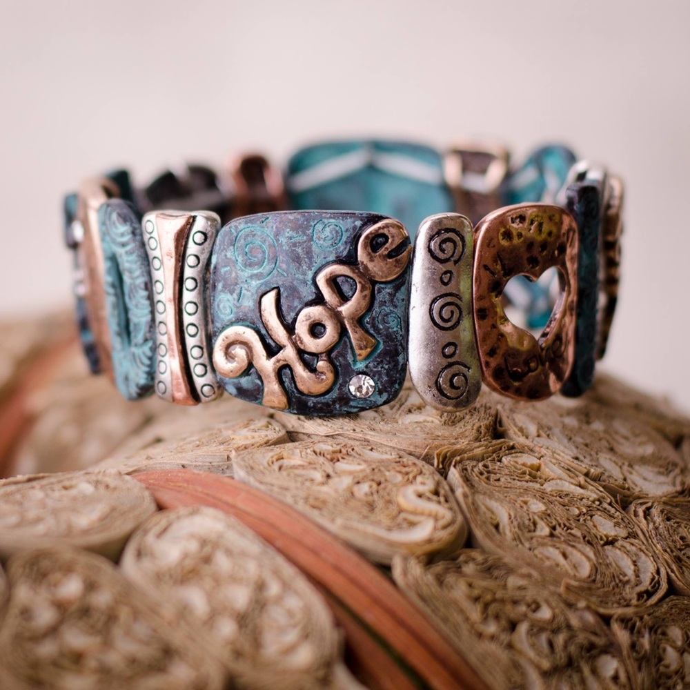 Copper Patina Bracelet- Hope